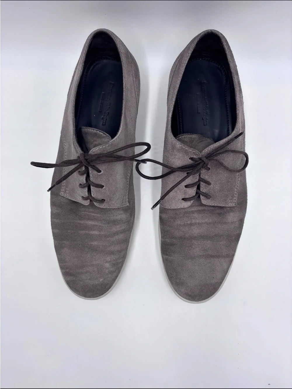 Ermenegildo Zegna Gray Suede Low -Top Derby Sneaker Shoes size 9 Made in Italy